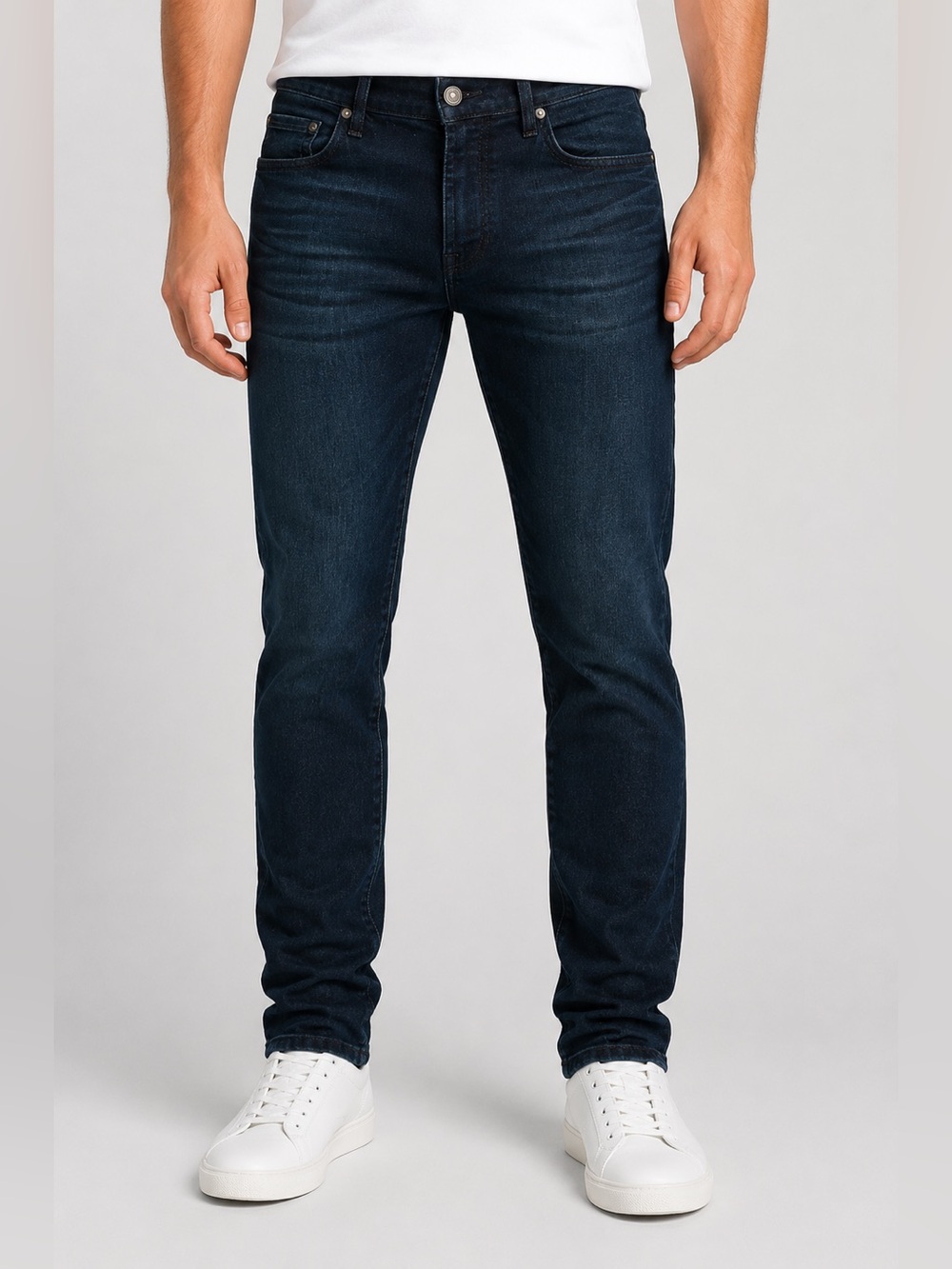 7 For All Mankind Blue Dark Wash Rhigby Slim Straight Stretch Denim Jeans Men 34